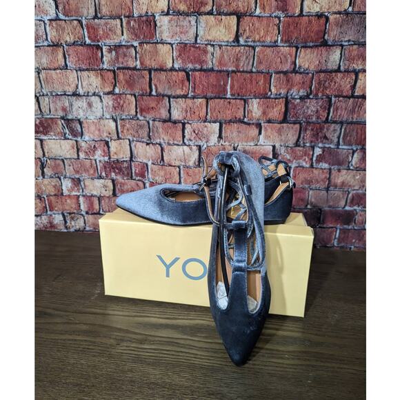 NWT YOKI Flats Velvet Lace Up Gray size 7 - Picture 3 of 5